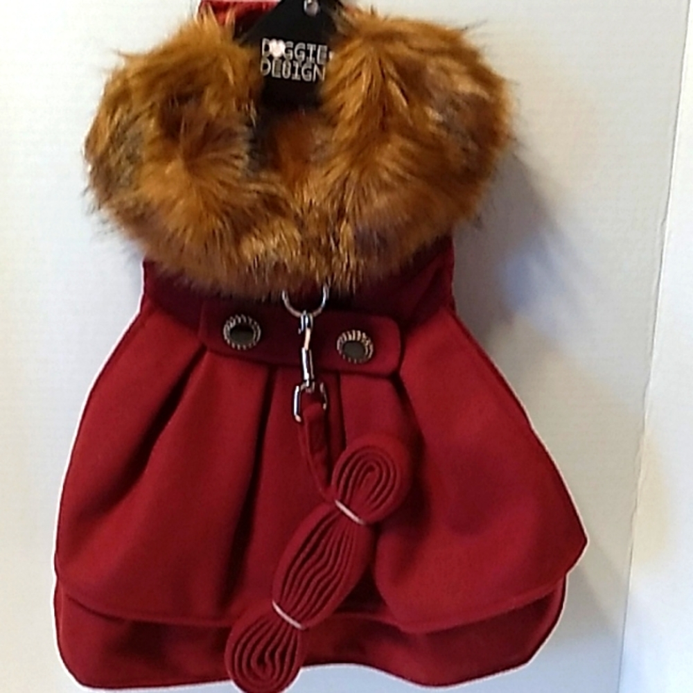 Wool Fur-Trimmed Dog Harness Coat